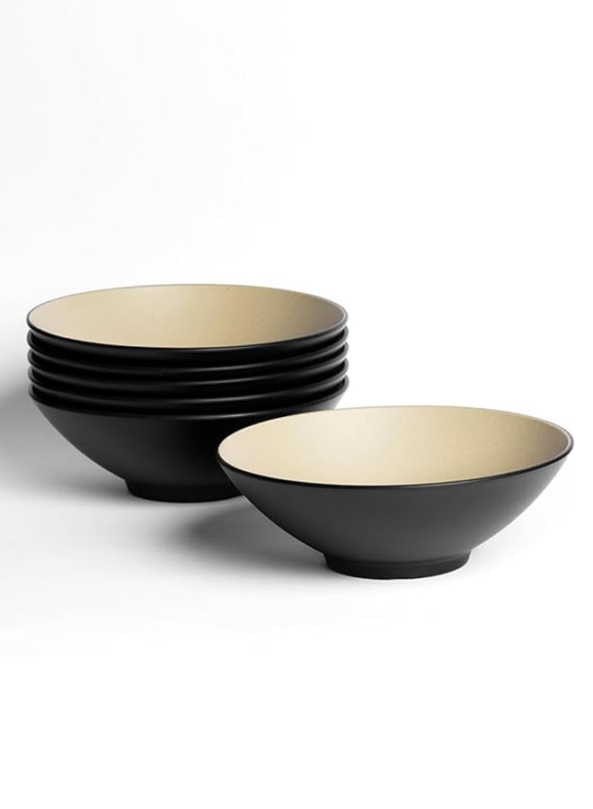 Master Gold 6 Piece Premium Melamine "Bowl" Perfect for Serving Soup, Soup, Noodles & Rice | Durable Shatterproof, Dishwasher & Microwave Safe | Serving Bowl (Beige | Black, 21.25 cm)  - Image 1