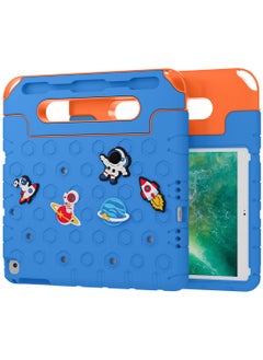 Moxedo Moxedo Rugged Protective EVA Silicone Kids Case Cover, Shockproof DIY 3D Cartoon Pattern with Pencil Holder, Stand and Handle Grip Compatible for Apple iPad 9.7 inch (Sky Blue)  - Image 1