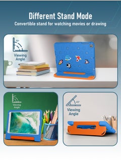 Moxedo Moxedo Rugged Protective EVA Silicone Kids Case Cover, Shockproof DIY 3D Cartoon Pattern with Pencil Holder, Stand and Handle Grip Compatible for Apple iPad 9.7 inch (Sky Blue)  - Image 5
