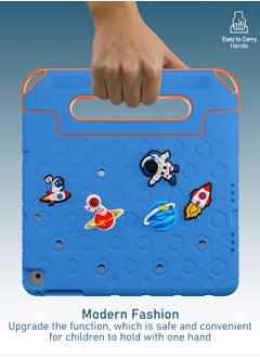 Moxedo Moxedo Rugged Protective EVA Silicone Kids Case Cover, Shockproof DIY 3D Cartoon Pattern with Pencil Holder, Stand and Handle Grip Compatible for Apple iPad 9.7 inch (Sky Blue)  - Image 4