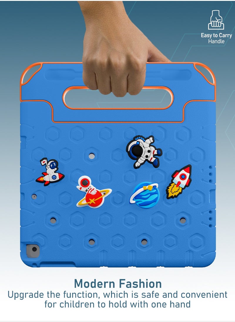 Moxedo Moxedo Rugged Protective EVA Silicone Kids Case Cover, Shockproof DIY 3D Cartoon Pattern with Pencil Holder, Stand and Handle Grip Compatible for Apple iPad 9.7 inch (Sky Blue)  - Image 4