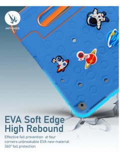 Moxedo Moxedo Rugged Protective EVA Silicone Kids Case Cover, Shockproof DIY 3D Cartoon Pattern with Pencil Holder, Stand and Handle Grip Compatible for Apple iPad 9.7 inch (Sky Blue)  - Image 3