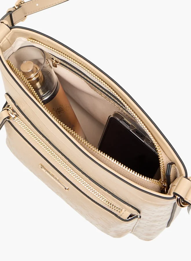 Celeste Women Monogram Embossed Crossbody Bag with Adjustable Strap