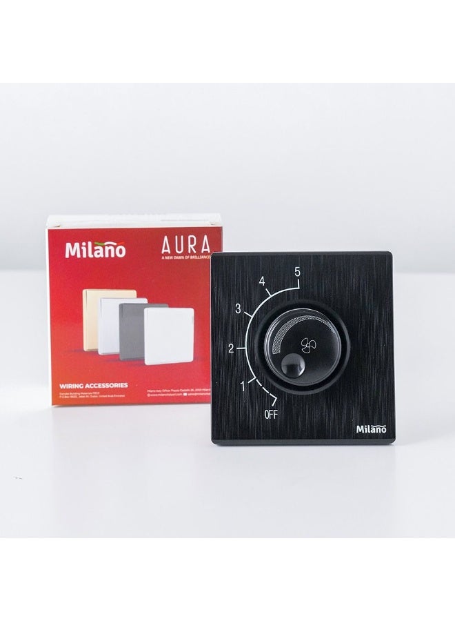 DANUBE HOME Milano Aura 500W Step Fan Regulator - Brushed Black Finish Durable Fire Retardant Pc Material/Silver Point Red Copper Electrical Switches And Sockets Home Electronic Accessories - 8.6X9X4Cm - Image 3