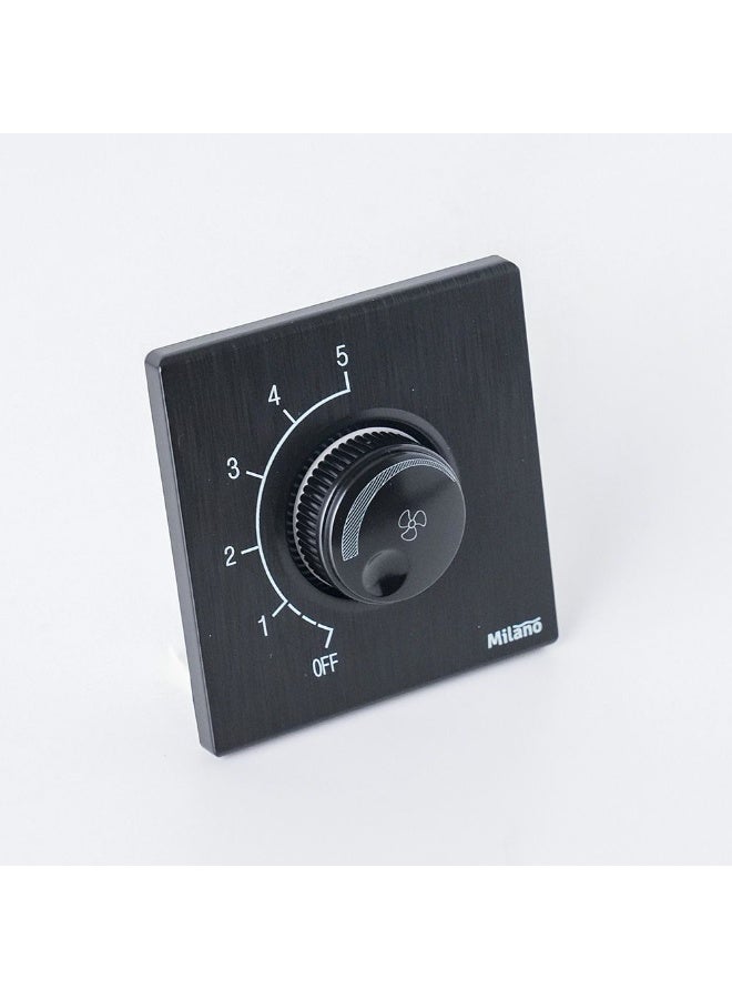 DANUBE HOME Milano Aura 500W Step Fan Regulator - Brushed Black Finish Durable Fire Retardant Pc Material/Silver Point Red Copper Electrical Switches And Sockets Home Electronic Accessories - 8.6X9X4Cm - Image 1