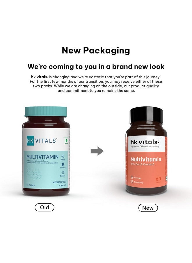 HEALTHKART هيلث كارت hk فيتالس متعدد الفيتامينات (60 قرص) | للرجال والنساء | مع الزنك، فيتامين C، فيتامين D3، معادن متعددة ومستخلص الجينسنغ - Image 2
