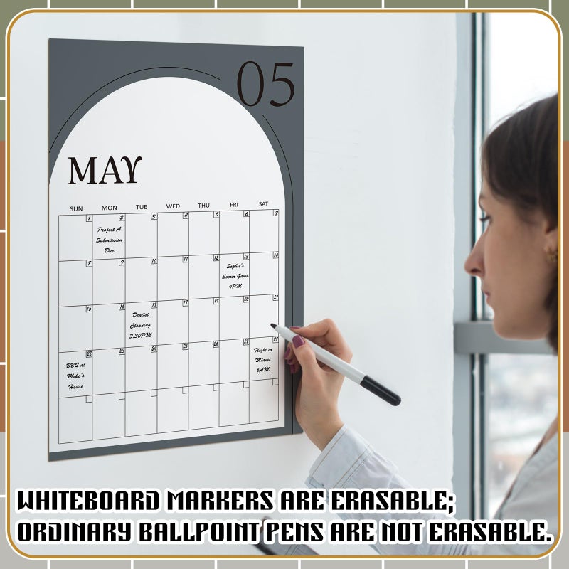 Fullhawl 12 Pcs Arch Undated Calendars 16â€˜'x 12â€˜' Large Erasable Wall Calendar 12 Month Dry Ease Reusable Planning Colorful Yearly Rainbow Blank Planner for Office Home Educational Study Room Back to First Day - Image 4