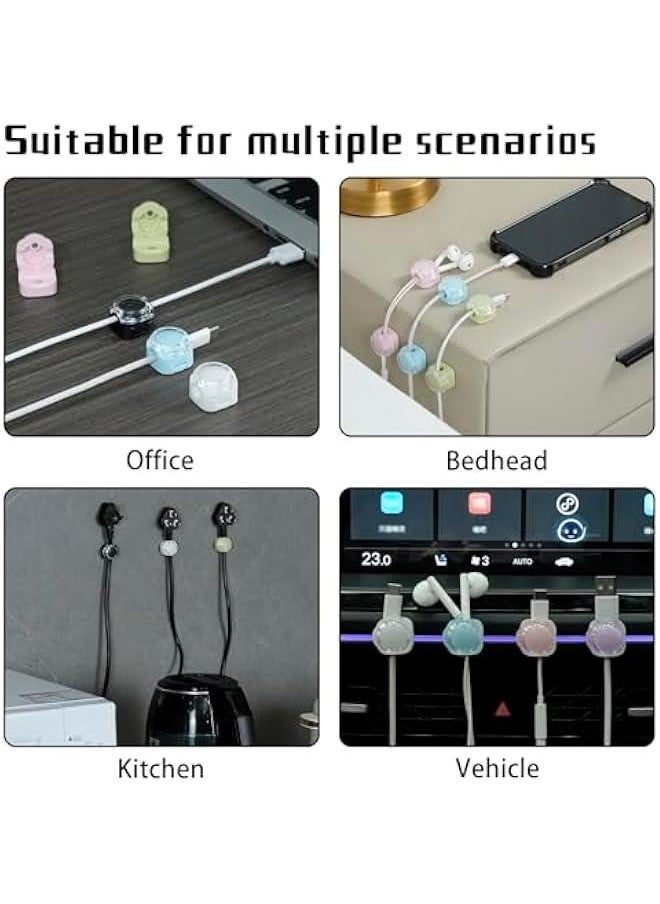 ماركة غير محددة مجموعة حلقات تثبيت الكابلات المغناطيسية للهواتف المحمولة وكابلات USB, سهلة التركيب على الطاولة والحائط, مثالية للاستخدام في المكتب والمطبخ والسيارة وجوار السرير, متنوعة الألوان (6 قطع)  - Image 3