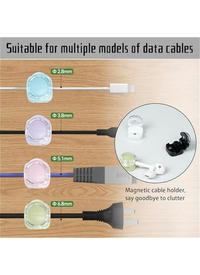 ماركة غير محددة مجموعة حلقات تثبيت الكابلات المغناطيسية للهواتف المحمولة وكابلات USB, سهلة التركيب على الطاولة والحائط, مثالية للاستخدام في المكتب والمطبخ والسيارة وجوار السرير, متنوعة الألوان (6 قطع)  - Image 4