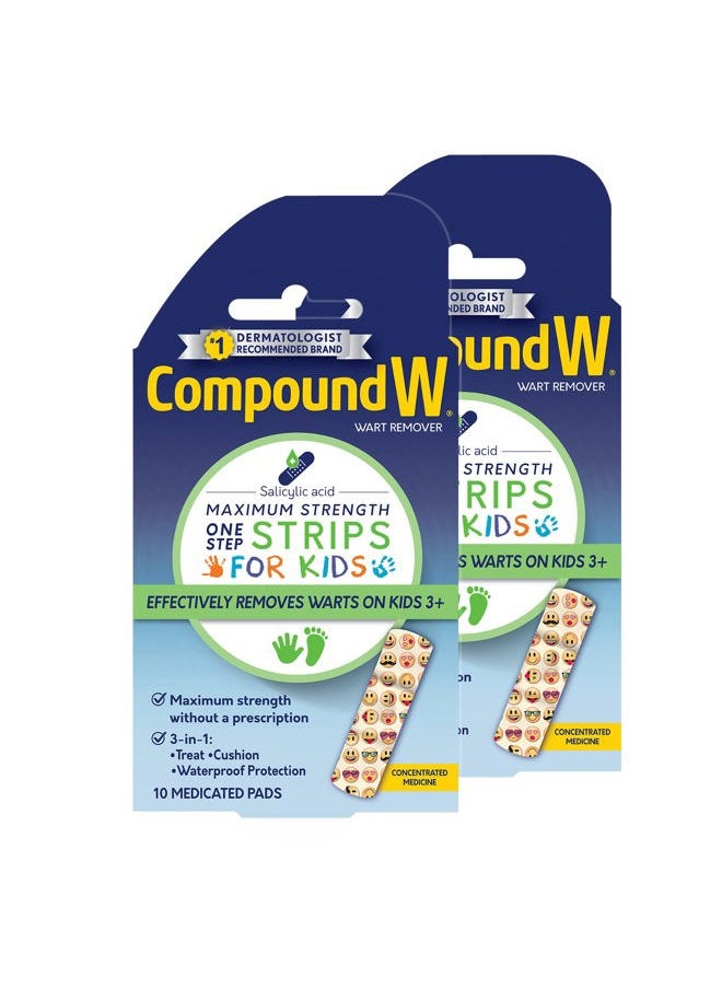 Compound W One Step Wart Remover Strips for Kids, 10 Medicated Strips for Wart Removal, 2 Pack  - Image 1