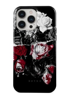 BURGA iPhone 15 Pro  Case, 2 Piece Hard Shell + TPU Silicone Interior, Shock Absorption, All Port Accessible, Raised Bezel For Screen & Camera Protection, Never Fading HQ Print, Crimson Bouquet  - Image 1