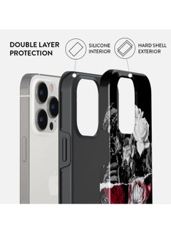 BURGA iPhone 15 Pro  Case, 2 Piece Hard Shell + TPU Silicone Interior, Shock Absorption, All Port Accessible, Raised Bezel For Screen & Camera Protection, Never Fading HQ Print, Crimson Bouquet  - Image 2