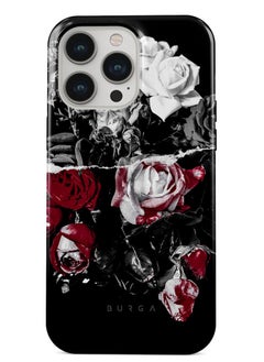 BURGA iPhone 15 Pro  Case, 2 Piece Hard Shell + TPU Silicone Interior, Shock Absorption, All Port Accessible, Raised Bezel For Screen & Camera Protection, Never Fading HQ Print, Crimson Bouquet  - Image 5