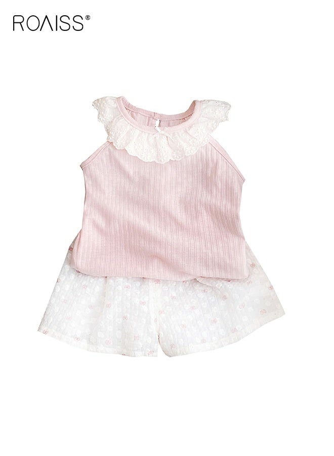 roaiss Girls Camisole and Shorts Set, Stylish Summer Outfit with Sleeveless Top and Wide Leg Short Pants, 2 Piece Comortable Clothing Set for Girls  - Image 3