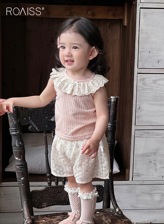 roaiss Girls Camisole and Shorts Set, Stylish Summer Outfit with Sleeveless Top and Wide Leg Short Pants, 2 Piece Comortable Clothing Set for Girls  - Image 5