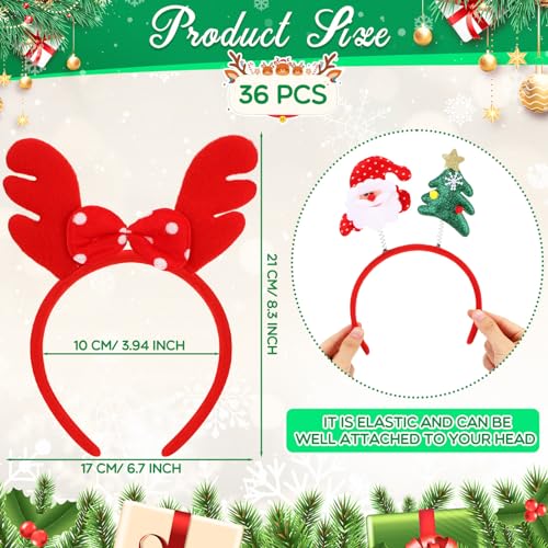 Glitinsel 36 Pcs Christmas Headbands bulk with Assorted Design Reindeer Antlers Holiday Headbands Accessories for AdultsBasic Style - Image 5