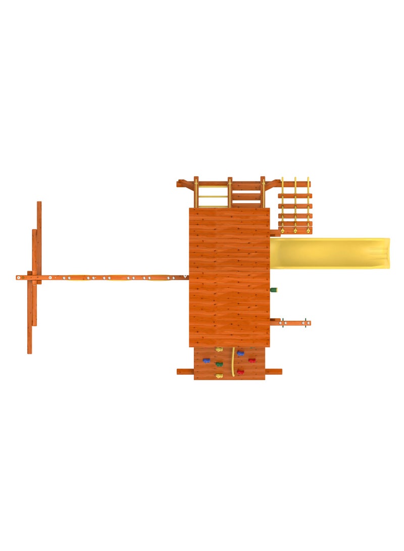 kiddoro مجموعة swings Kiddoro Discovery Den – بيت لعب خارجي مع أرجوحات، منزلق وجدار تسلق للأطفال - Image 5