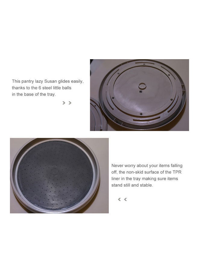 NIBEMINENT Non-Skid Turntable Pantry Tray Grey/White 25 x 3.4cm  - Image 4