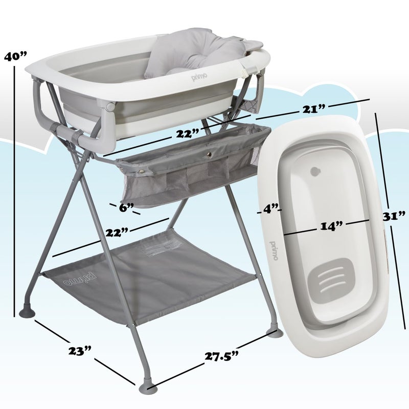 Primo SquishSplash Collapsible Baby Bath & Folding Stand With Ergonomic Infant Cushion for Newborns & Toddlers - Complete Bathing Station - Compact Space Saving Design, Ages 0-24 Months - Image 5