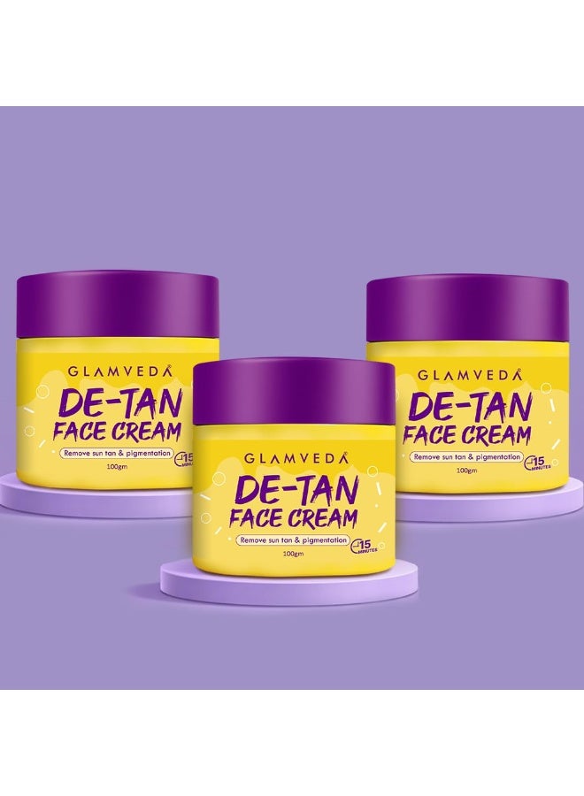 Glamveda De-Tan Cream Mask | Tan Vanish Glow Boosting Formula for Glowing Skin 100 gm (Pack of 3) | Reduces Pigmentation & Sun Damage | Kojic Acid Face Pack | Instant Brightening | For Men & Women | All Skin Types - Image 1
