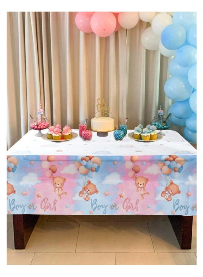 Bear Gender Reveal Party Tablecloths for Gender Reveal Party Decorations Boy or Girl Party Table Covers for Baby Shower  - Image 1