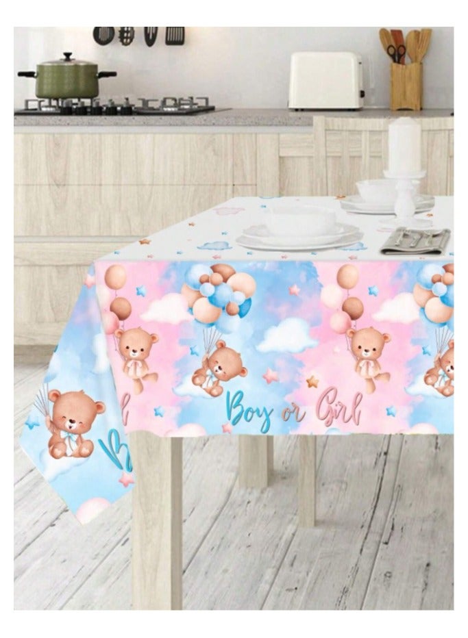 Bear Gender Reveal Party Tablecloths for Gender Reveal Party Decorations Boy or Girl Party Table Covers for Baby Shower  - Image 2