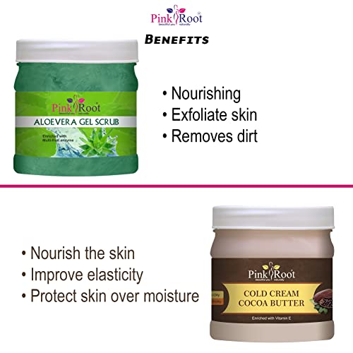 Pink Root Aloe Vera Gel Scrub 500gm with Cocoa Butter Cold Cream 500gm - Image 5