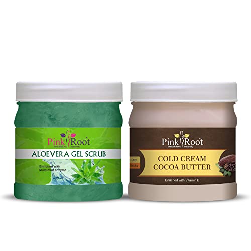 Pink Root Aloe Vera Gel Scrub 500gm with Cocoa Butter Cold Cream 500gm - Image 1