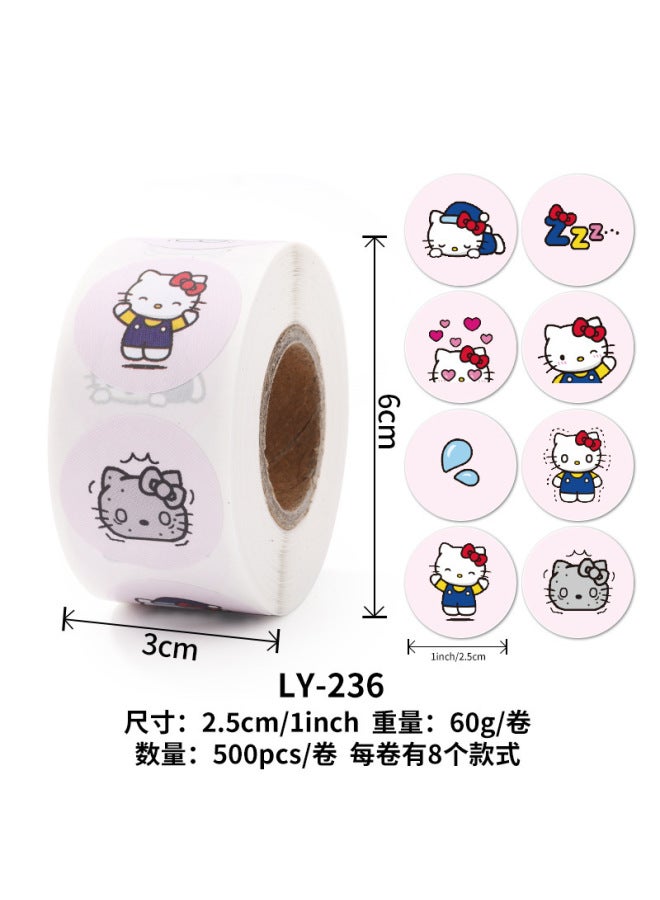 Liyuan Stickers Children's Women's Cute Sanrio Seal Stickers Student Goo Card Hand Account Material Roll Stickers Reward For Teachers - Image 1