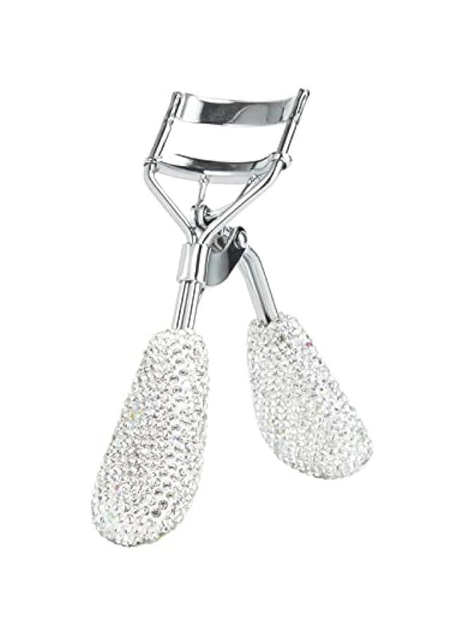 Generic Dazzling Rhinestone Eyelash Curlers Stainless Steel for All Eye Shapes - White Curved Lash Curler  - Image 1