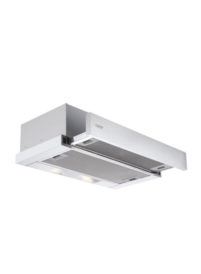 Candy 60 cm Built‑In Telescopic Cooker Hood, White – 2‑Speed Extraction, 440 m³/h, Halogen Light — CBT625/3XX Built-In CBT625/3XX silver - Image 1