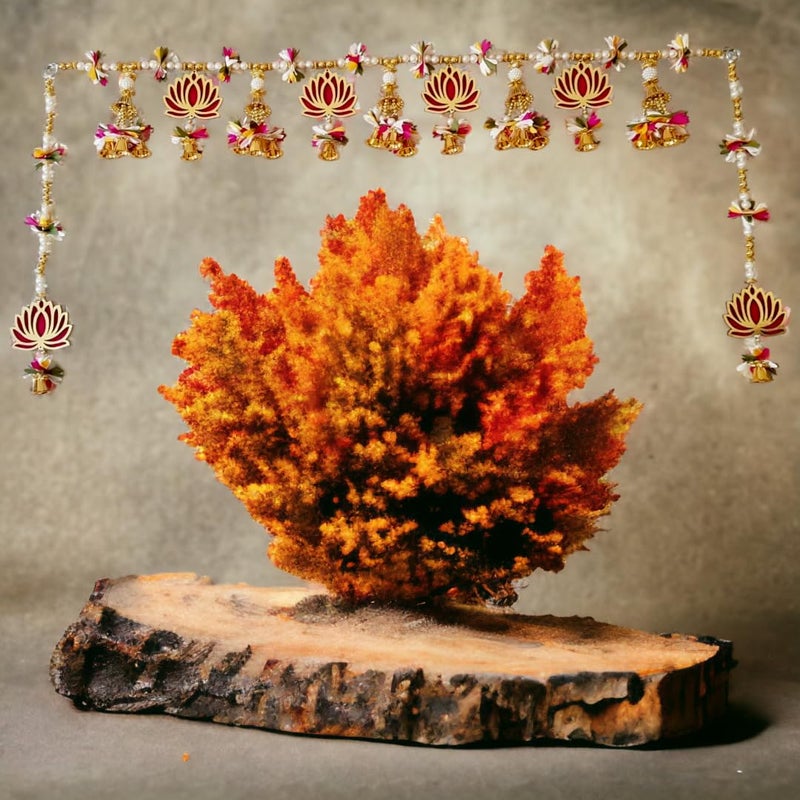 NARYA TRADITIONAL Narya Traditional Toran with Wooden Lotus FolwersGolden BellsMogara Flowers Size 3 FeetToran 133  - Image 2