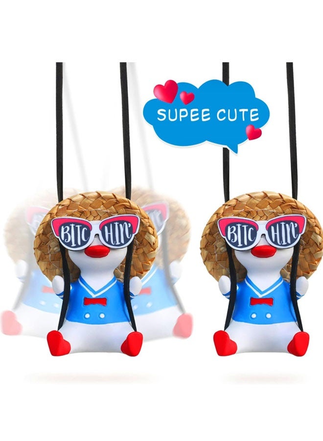 Cool Swinging Duck Car Hanging Ornament Cute Auto Decor Rear View Mirror Accessories Interior for Women Men Teens Truck Rearview - Image 4