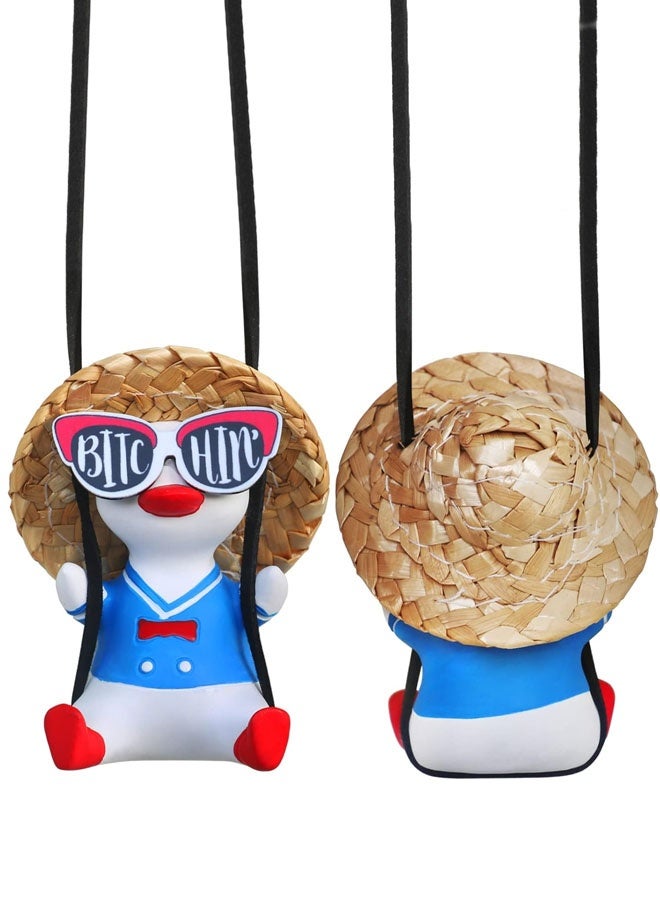 Cool Swinging Duck Car Hanging Ornament Cute Auto Decor Rear View Mirror Accessories Interior for Women Men Teens Truck Rearview - Image 1