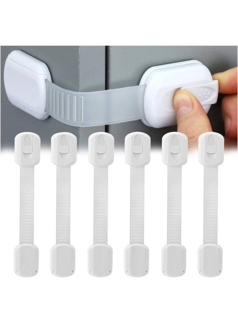 SHAYDX Child Safety Cabinet Locks (6-Pack) | Adjustable Baby Proofing Latches for Cabinets, Drawers, Closet, Door Fridge, Toilet, Windows & Oven | 3M Adhesiveand Secure Childproof Set  - Image 1