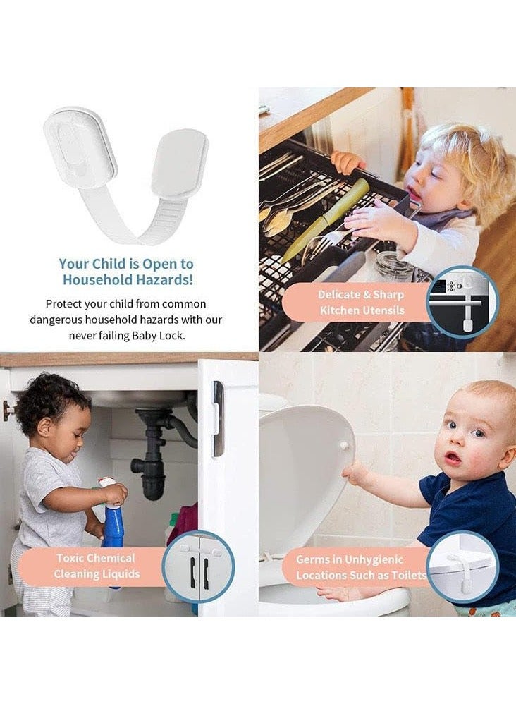 SHAYDX Child Safety Cabinet Locks (6-Pack) | Adjustable Baby Proofing Latches for Cabinets, Drawers, Closet, Door Fridge, Toilet, Windows & Oven | 3M Adhesiveand Secure Childproof Set  - Image 5
