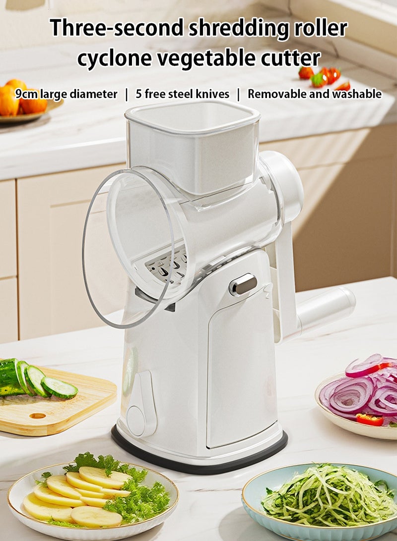 LOOPITYS Kitchen vegetable slicer (equipped with 6 white blades), potato vegetable slicer with manual crank table, grinder with handle for kitchen rotation, vegetable slicer, cheese grinder - Image 2