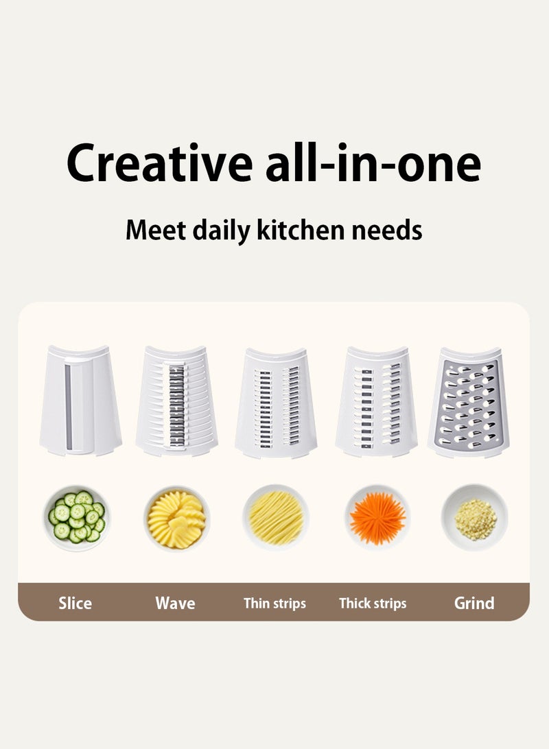 LOOPITYS Kitchen vegetable slicer (equipped with 6 white blades), potato vegetable slicer with manual crank table, grinder with handle for kitchen rotation, vegetable slicer, cheese grinder - Image 4