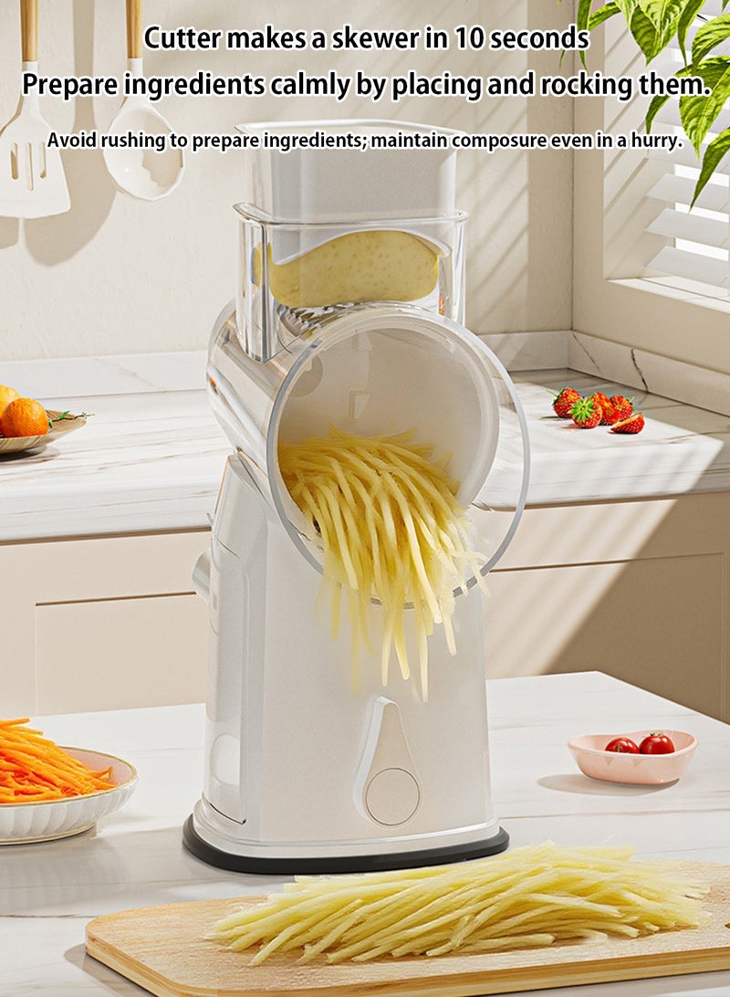 LOOPITYS Kitchen vegetable slicer (equipped with 6 white blades), potato vegetable slicer with manual crank table, grinder with handle for kitchen rotation, vegetable slicer, cheese grinder - Image 5