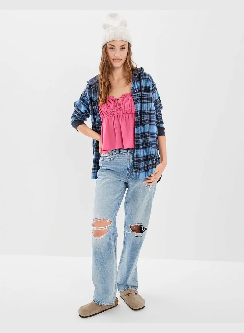American Eagle AE Oversized Hoodie Flannel