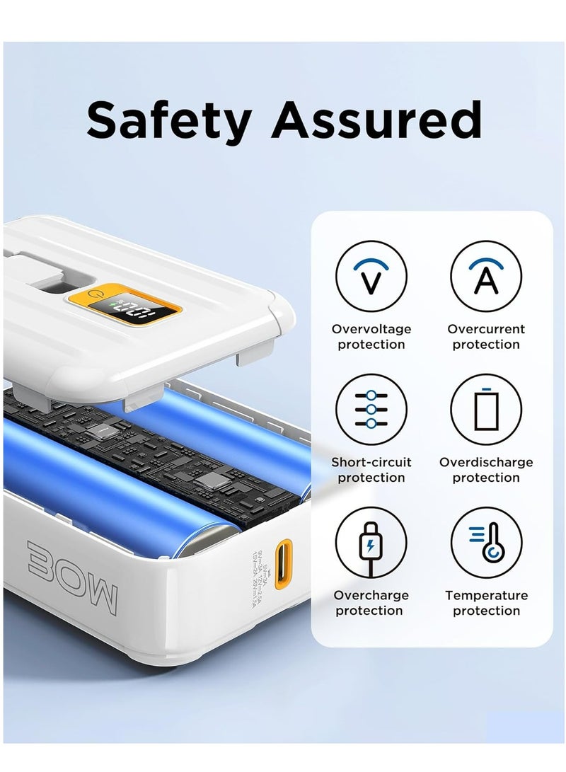 Pisen 10000mAh Portable Power Bank - Fast Charger with Built-in USB Cables, 30W High Speed Charging USB C Battery Pack, Mini LED Display Powerbank for iPhone 16/15/14/13/12 Pro/Pro Max/Plus Samsung and Other Devices - Image 5