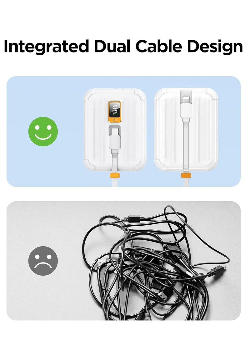 Pisen 10000mAh Portable Power Bank - Fast Charger with Built-in USB Cables, 30W High Speed Charging USB C Battery Pack, Mini LED Display Powerbank for iPhone 16/15/14/13/12 Pro/Pro Max/Plus Samsung and Other Devices - Image 4