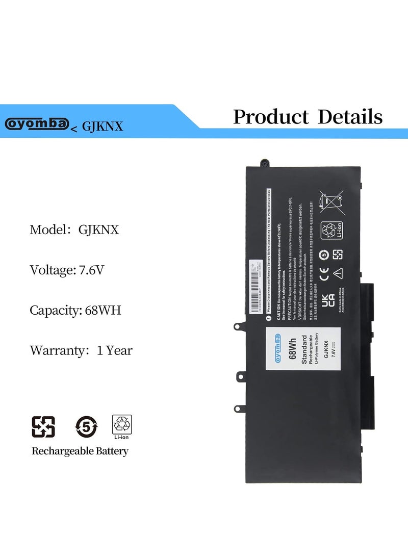 Generic 68Wh GJKNX 93FTF Laptop Battery for Dell Latitude 5280 5480 5490 5580 5590 E5480 E5580 E5490 E5590 5491 5591 Precision 15 3520 3530 0 Series 9NT 5 Yards. HR4 451-BBZG [7.6V - 8500mAh]  - Image 2