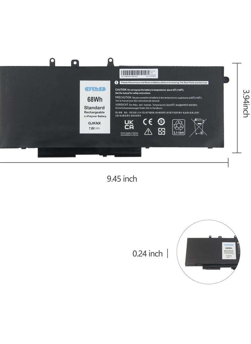 Generic 68Wh GJKNX 93FTF Laptop Battery for Dell Latitude 5280 5480 5490 5580 5590 E5480 E5580 E5490 E5590 5491 5591 Precision 15 3520 3530 0 Series 9NT 5 Yards. HR4 451-BBZG [7.6V - 8500mAh]  - Image 3