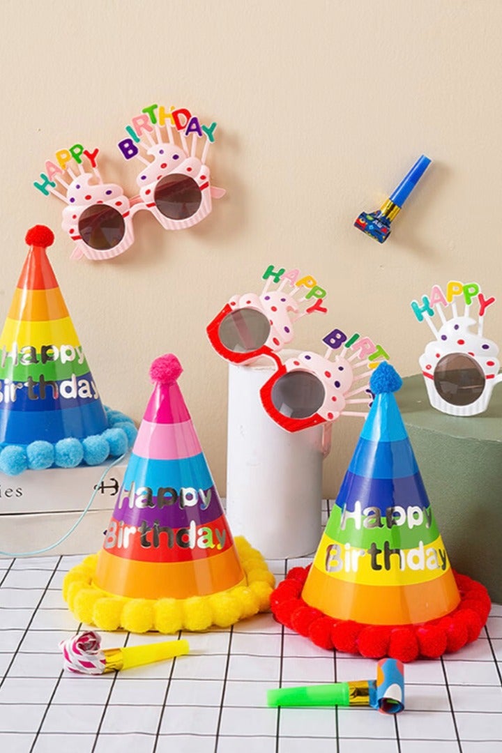 12 Piece Adult and Children Birthday Party Toy Hat Set, Felt Hats, Glasses and Party whistle for Boys, Girls, Children, Adult Party Decorations, Various Party, Holiday, Photo Prop Decorations - Image 3
