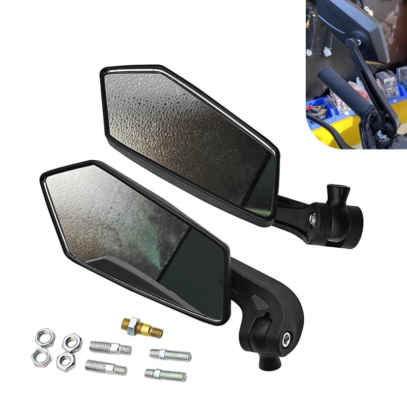 Qurbuns 2 PCS Motorcycle Rear View Mirrors Adjustable Convex Side Mirrors Modified Accessories Wide Angle Rearview Mirror Universal for Bike Scooter ATV UTV Dirt Bike and More Black - Image 3