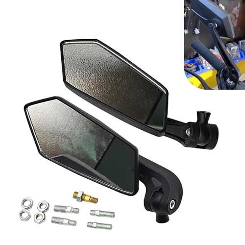 Qurbuns 2 PCS Motorcycle Rear View Mirrors Adjustable Convex Side Mirrors Modified Accessories Wide Angle Rearview Mirror Universal for Bike Scooter ATV UTV Dirt Bike and More Black - Image 1