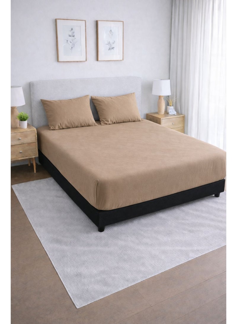 Yarlin - Fitted Fleece 180*200*30 - With 2 Pillowcases 50*70- Beige