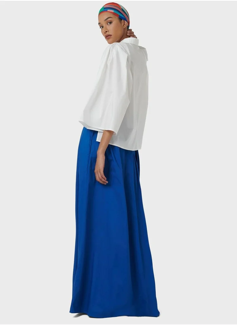 ليم Maxi Pleated Sleeve Shirt