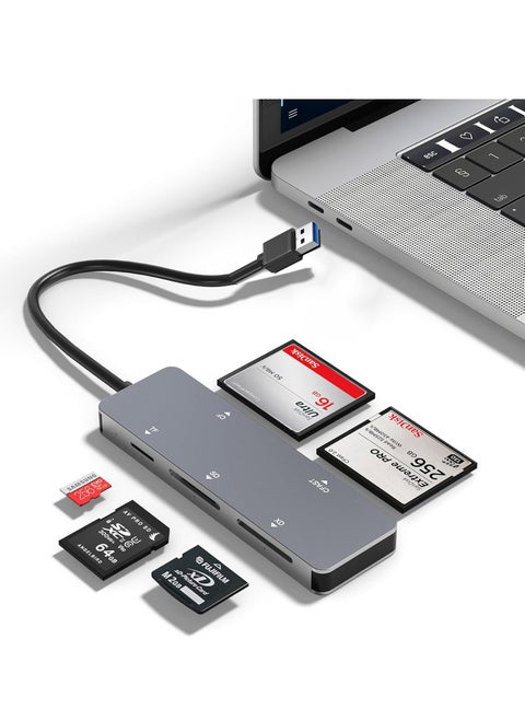 CFast Card Reader, USB 3.0 USB C CFast 2.0 Card Reader, 5Gbps Aluminum CFast Memory Card Adapter for SanDisk, Lexar, Transcend, Sony Card, Suitable for CFast/CF/SD/TF/XD Card